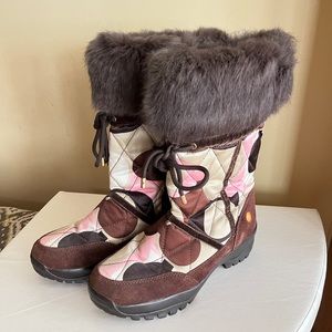 COACH Sasha Quilted Winter Snow Fur Trimmed Boots